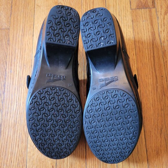 Dansko Black Leather Buckle Clogs 40 Comfort Shoes Chunky TAMARA 9.5 10 - Picture 3 of 9